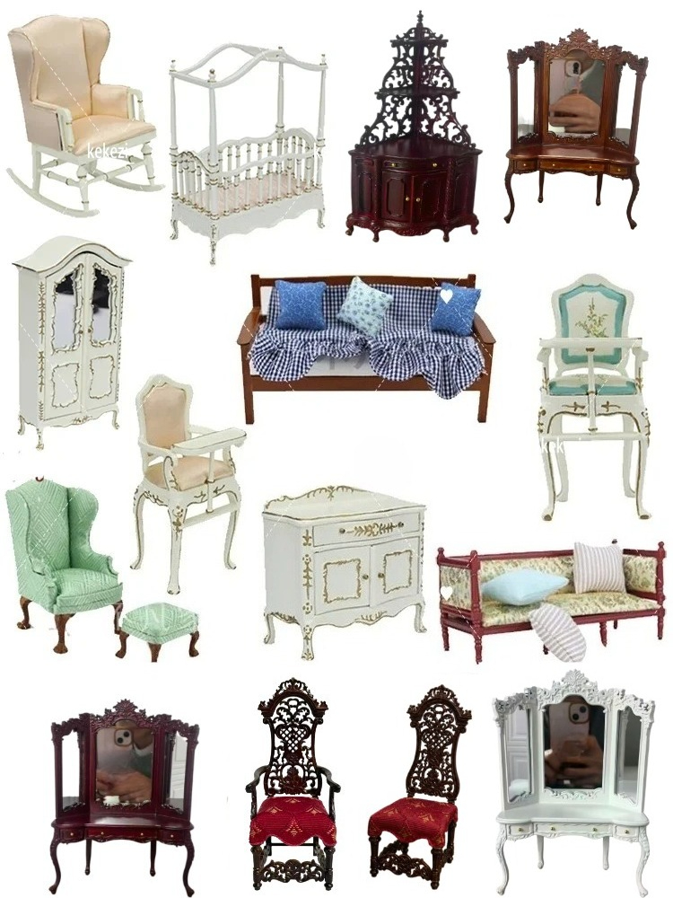 Model Kit Vintage - Miniature Dollhouse Furniture Wooden 1：12 Classical